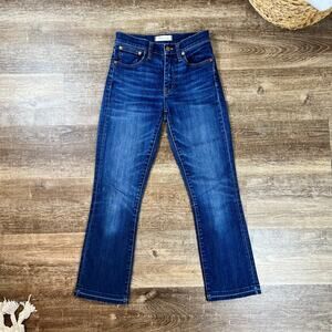 Madewell Cali-Demi Boot Jeans raw hem dark wash